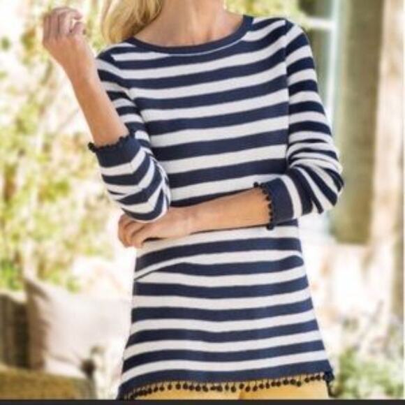 Soft Surroundings Vista Pullover Pom Pom Sweater Medium - Picture 1 of 8